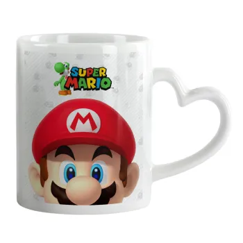 Super mario, Mug heart handle, ceramic, 330ml
