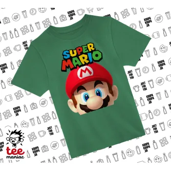 Super mario, Άνετο παιδικό T-Shirt ΠΡΑΣΙΝΟ από 100% βαμβάκι, για κάθε μέρα. Vegan & OEKO-TEX πιστοποιημένο.
