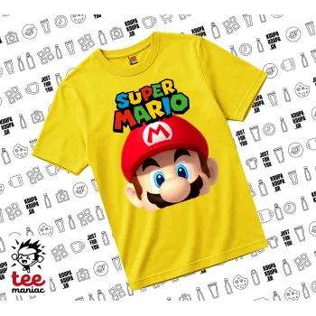 Super mario, yellow childrens T-Shirt made of 100% cotton, for every day. Vegan & OEKO-TEX certified.