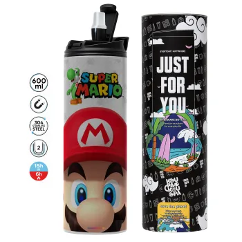 Super mario, Tumbler stainless steel GREY 600ml