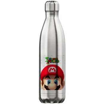 Super mario, Μεταλλικό παγούρι θερμός Inox (Stainless steel), διπλού τοιχώματος, 750ml