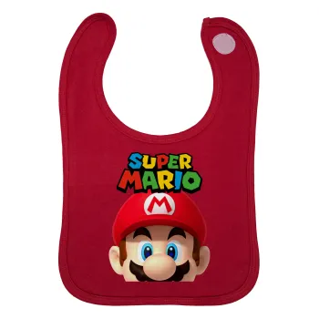 Super mario, Σαλιάρα με Σκρατς Κόκκινη 100% Organic Cotton (0-18 months)