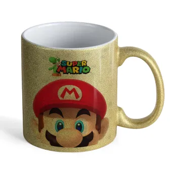 Super mario, Κούπα Χρυσή Glitter που γυαλίζει, κεραμική, 330ml