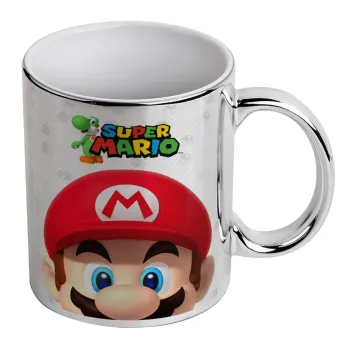 Super mario, Mug ceramic, silver mirror, 330ml