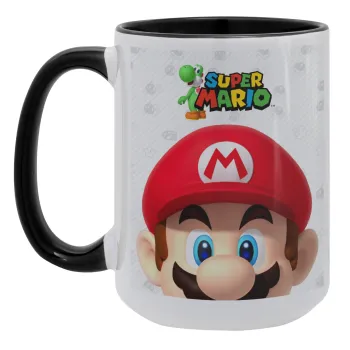 Super mario, Κούπα Mega 15oz, κεραμική Μαύρη, 450ml