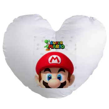 Super mario, Μαξιλάρι καναπέ καρδιά 40x40cm περιέχεται το  γέμισμα