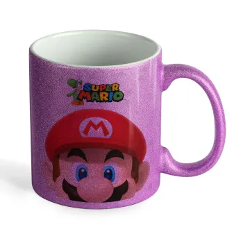 Super mario, Κούπα Μωβ Glitter που γυαλίζει, κεραμική, 330ml