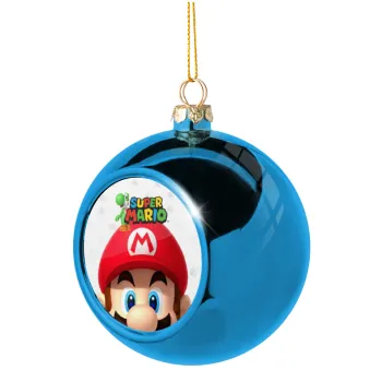 Super mario, Blue Christmas tree ball ornament 8cm
