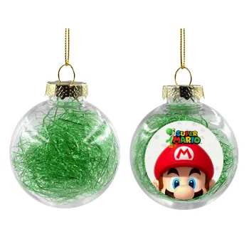 Super mario, Transparent Christmas tree ball ornament with green filling 8cm