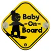 Baby On Board wooden car sign with suction cups (16x16cm)
