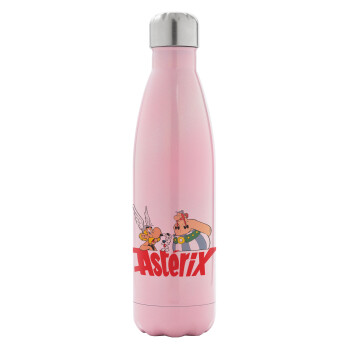 Asterix and Obelix, Metal mug thermos Pink Iridiscent (Stainless steel), double wall, 500ml