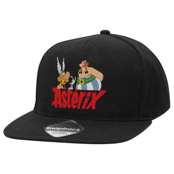 Asterix and Obelix, Καπέλο Ενηλίκων Flat Snapback Μαύρο, (POLYESTER, ΕΝΗΛΙΚΩΝ, UNISEX, ONE SIZE)