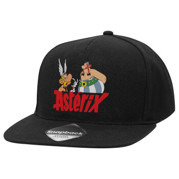 Asterix and Obelix, Καπέλο Ενηλίκων Flat Snapback Μαύρο, (100% ΒΑΜΒΑΚΕΡΟ TWILL, ΕΝΗΛΙΚΩΝ, UNISEX, ONE SIZE)
