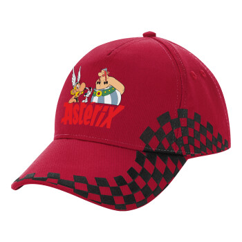 Asterix and Obelix, Καπέλο Ενηλίκων Ultimate ΚΟΚΚΙΝΟ/ΜΑΥΡΟ RACING με Σκρατς, (100% ΒΑΜΒΑΚΕΡΟ DRILL, ΕΝΗΛΙΚΩΝ, UNISEX, ONE SIZE)