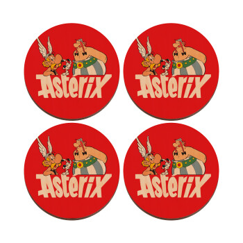 Asterix and Obelix, ΣΕΤ x4 Σουβέρ ξύλινα στρογγυλά plywood (9cm)