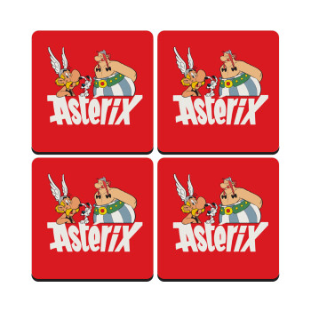 Asterix and Obelix, ΣΕΤ 4 Σουβέρ ξύλινα τετράγωνα (9cm)