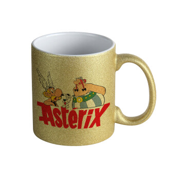 Asterix and Obelix, Κούπα Χρυσή Glitter που γυαλίζει, κεραμική, 330ml