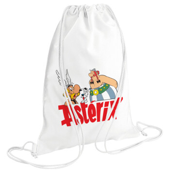 Asterix and Obelix, Τσάντα πλάτης πουγκί GYMBAG λευκή (28x40cm)