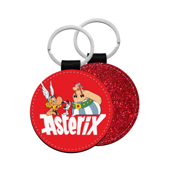 Asterix and Obelix, Μπρελόκ Δερματίνη, στρογγυλό ΚΟΚΚΙΝΟ (5cm)