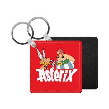 Asterix and Obelix, Μπρελόκ Δερματίνη, τετράγωνο ΜΑΥΡΟ (5x5cm)