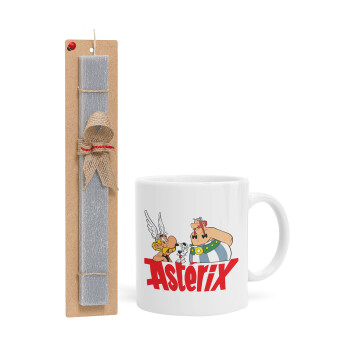 Asterix and Obelix, Πασχαλινό Σετ, Κούπα κεραμική (330ml) & πασχαλινή λαμπάδα αρωματική πλακέ (30cm) (ΓΚΡΙ)