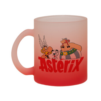 Asterix and Obelix, Κούπα γυάλινη δίχρωμη με βάση το κόκκινο ματ, 330ml