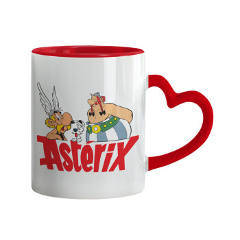 Asterix and Obelix, Κούπα καρδιά χερούλι κόκκινη, κεραμική, 330ml
