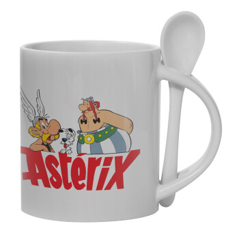 Asterix and Obelix, Ceramic coffee mug with Spoon, 330ml (1pcs)
