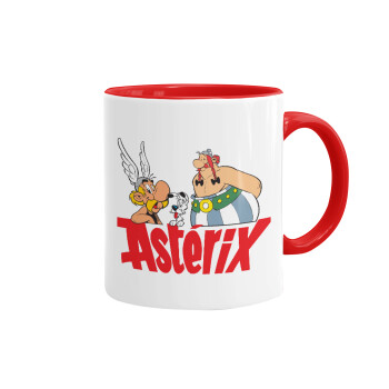 Asterix and Obelix, Κούπα χρωματιστή κόκκινη, κεραμική, 330ml