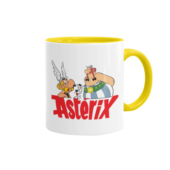 Asterix and Obelix, Κούπα χρωματιστή κίτρινη, κεραμική, 330ml