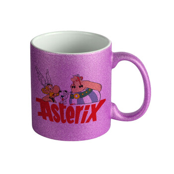 Asterix and Obelix, Κούπα Μωβ Glitter που γυαλίζει, κεραμική, 330ml