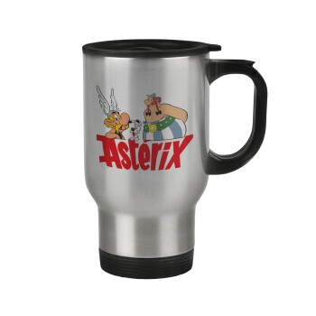 Asterix and Obelix, Κούπα ταξιδιού ανοξείδωτη με καπάκι, διπλού τοιχώματος (θερμό) 450ml
