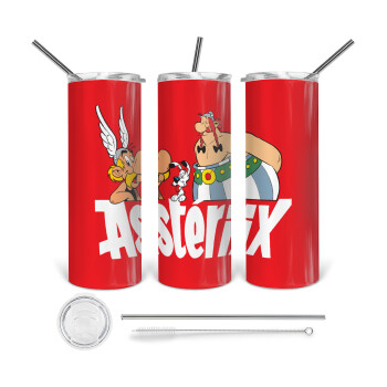 Asterix and Obelix, 360 Eco friendly ποτήρι θερμό (tumbler) από ανοξείδωτο ατσάλι 600ml, με μεταλλικό καλαμάκι & βούρτσα καθαρισμού
