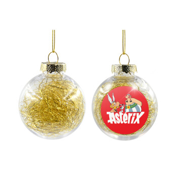 Asterix and Obelix, Χριστουγεννιάτικη μπάλα δένδρου διάφανη με χρυσό γέμισμα 8cm