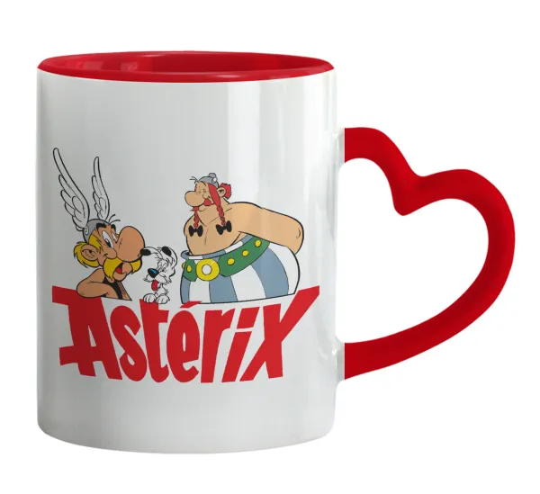 Asterix and Obelix — Κούπα καρδιά χερούλι κόκκινη, κεραμική, 330ml