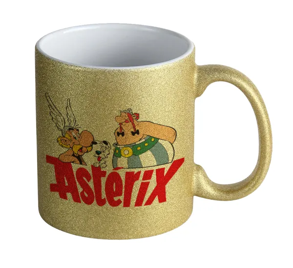 Asterix and Obelix — Κούπα Χρυσή Glitter που γυαλίζει, κεραμική, 330ml