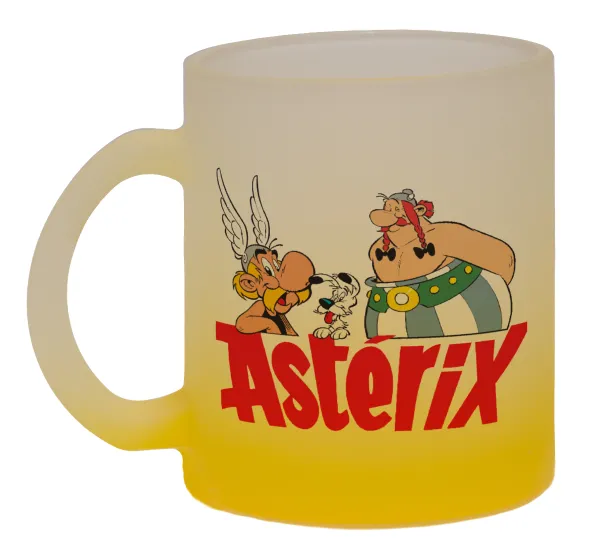 Asterix and Obelix — Κούπα γυάλινη δίχρωμη με βάση το κίτρινο ματ, 330ml