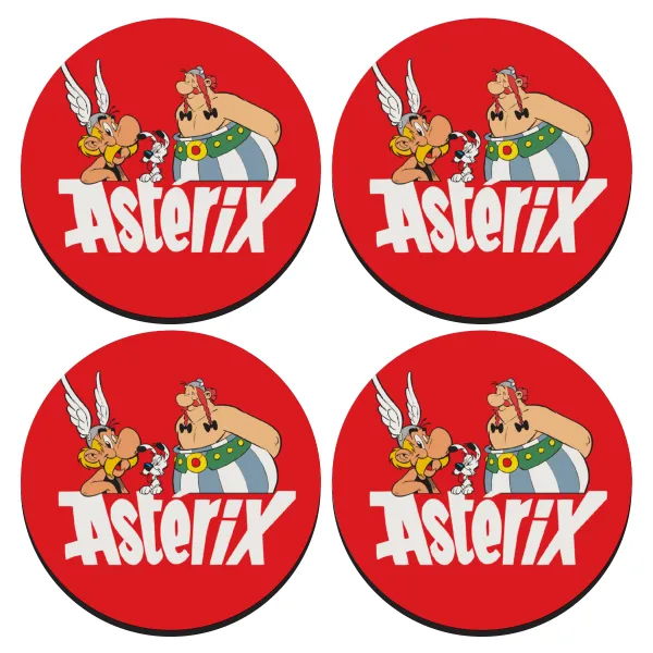 Asterix and Obelix — ΣΕΤ 4 Σουβέρ ξύλινα στρογγυλά (9cm)
