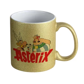 Asterix and Obelix, Κούπα Χρυσή Glitter που γυαλίζει, κεραμική, 330ml