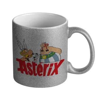 Asterix and Obelix, Κούπα Ασημένια Glitter που γυαλίζει, κεραμική, 330ml