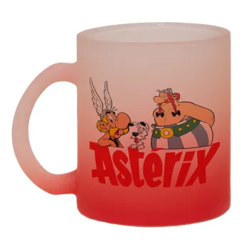 Asterix and Obelix, Κούπα γυάλινη δίχρωμη με βάση το κόκκινο ματ, 330ml