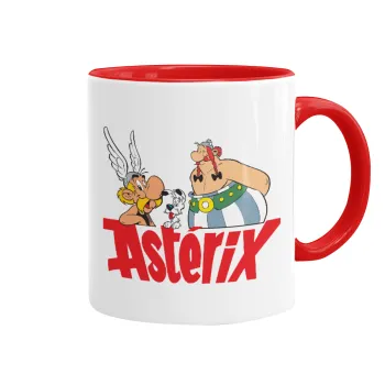 Asterix and Obelix, Κούπα χρωματιστή κόκκινη, κεραμική, 330ml