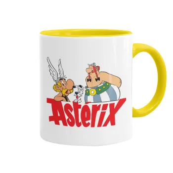 Asterix and Obelix, Κούπα χρωματιστή κίτρινη, κεραμική, 330ml