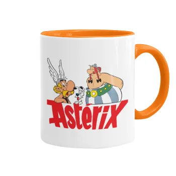 Asterix and Obelix, Κούπα χρωματιστή πορτοκαλί, κεραμική, 330ml