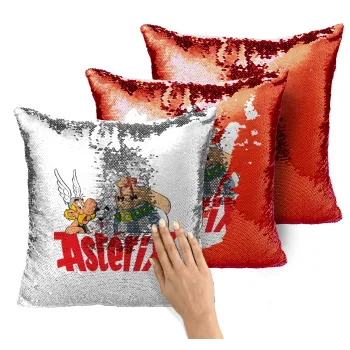 Asterix and Obelix, Μαξιλάρι καναπέ Μαγικό Κόκκινο με πούλιες 40x40cm περιέχεται το γέμισμα