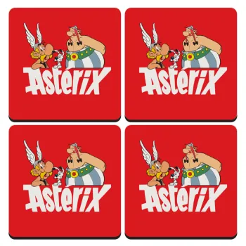 Asterix and Obelix, ΣΕΤ 4 Σουβέρ ξύλινα τετράγωνα (9cm)