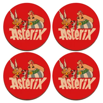 Asterix and Obelix, ΣΕΤ x4 Σουβέρ ξύλινα στρογγυλά plywood (9cm)