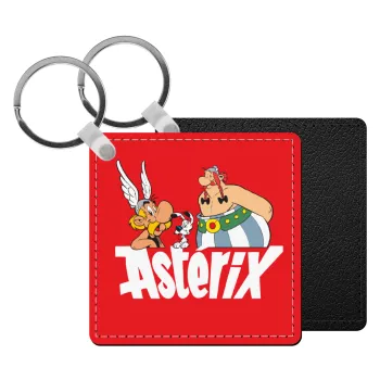 Asterix and Obelix, Μπρελόκ Δερματίνη, τετράγωνο ΜΑΥΡΟ (5x5cm)