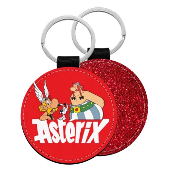 Asterix and Obelix, Μπρελόκ Δερματίνη, στρογγυλό ΚΟΚΚΙΝΟ (5cm)
