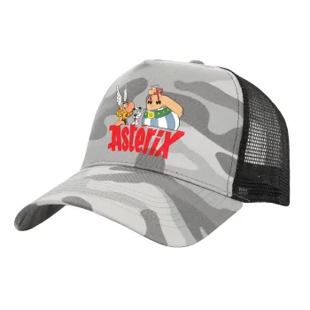 Asterix and Obelix, Adult Structured Trucker Hat, with Mesh, (Camouflage) Army Camo (100% COTTON, ADULT, UNISEX, ONE SIZE)